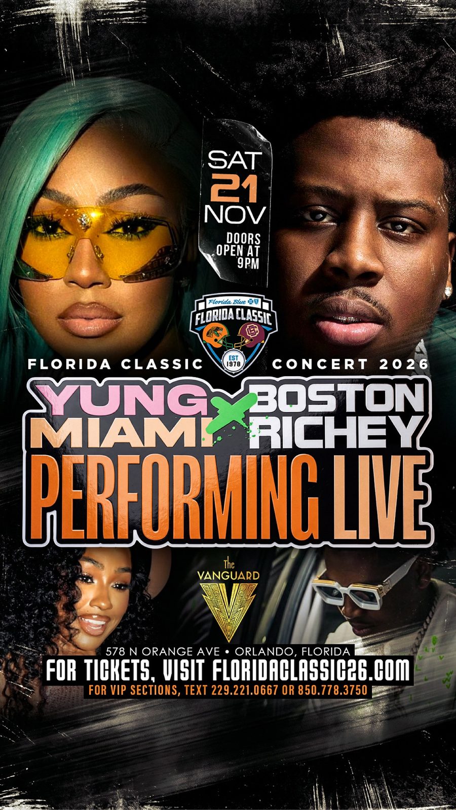 Yung Miami and Boston Richey Florida Classic Concert flyer — Saturday, November 21